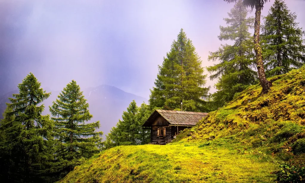 Cabane cosy nichée en montagne, offrant un séjour confortable au cœur des Alpes