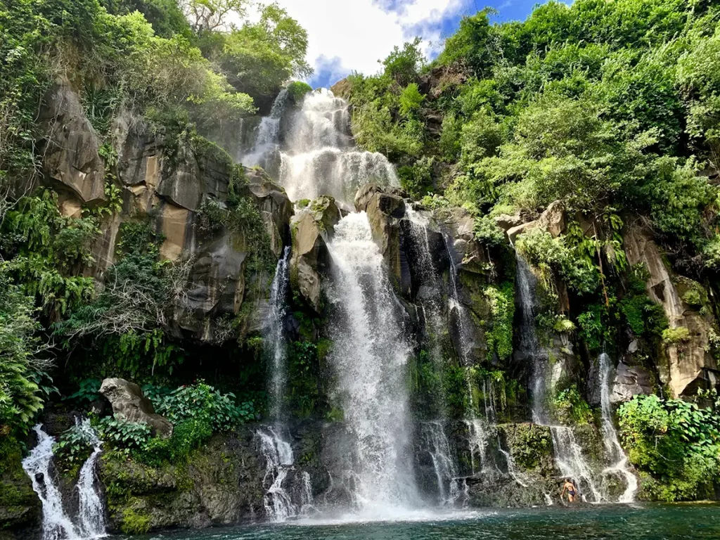 Cascade spectaculaire dans la forêt tropicale de l’île de la Réunion